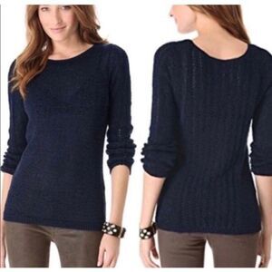 Rachel Zoe Karla Open Weave Sweater Navy Blue Size XXL